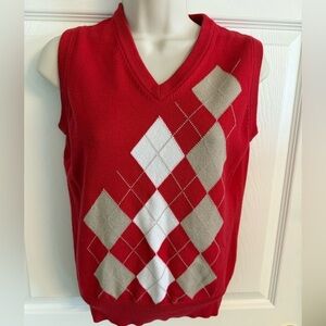 Bette&Court Classic Red Argyle V-Neck Golf Sweater Vest Size S
